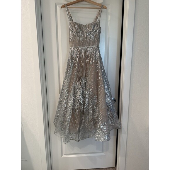 NWOT BRONX AND BANCO MADEMOISELLE SILVER MIDI DRESS, S, M available - Picture 10 of 17